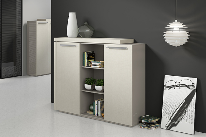 A linha Florença também oferece outras peças de mobiliário para escritório. Crédito: Divulgação RS Design