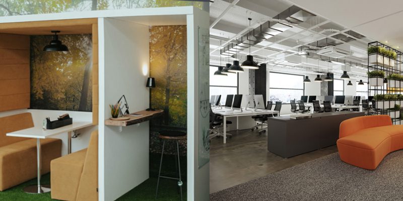Equilíbrio entre espaços abertos e áreas privativas no escritório