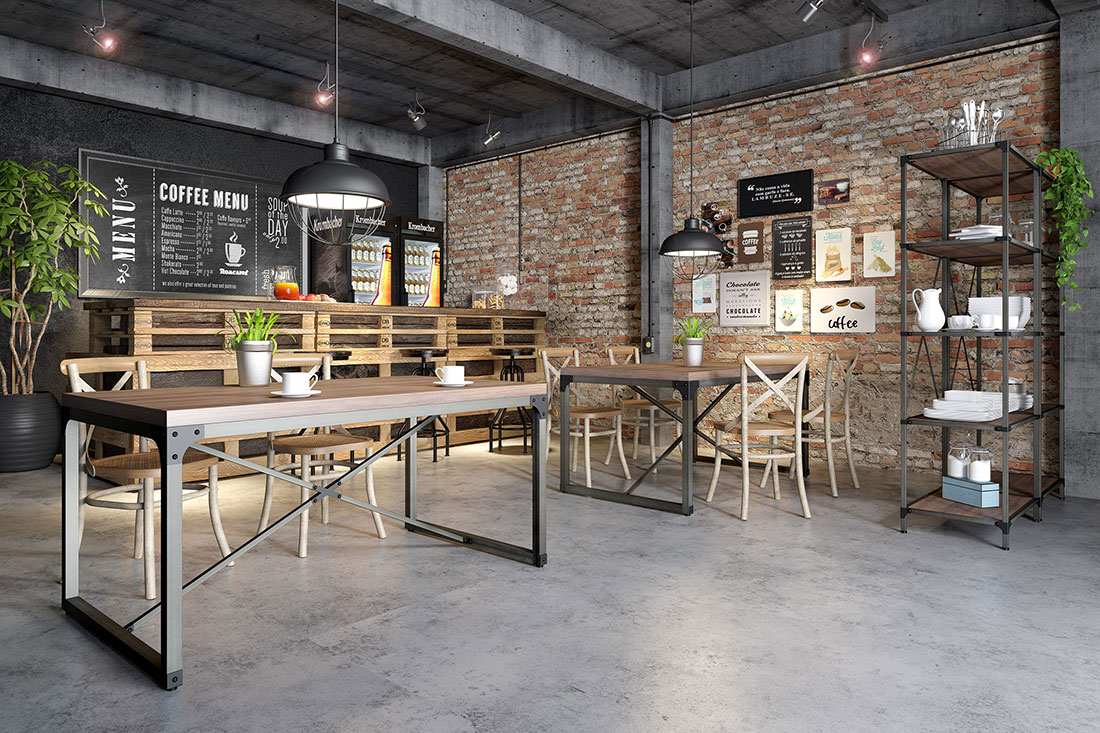 Restaurante com mobiliário (mesas, cadeiras e estante) da RS Design, que juntamente com o ambiente bem preparado transmitem muito aconchego, estimulando a vontade de permanecer no local e até influenciando a percepção da comida.