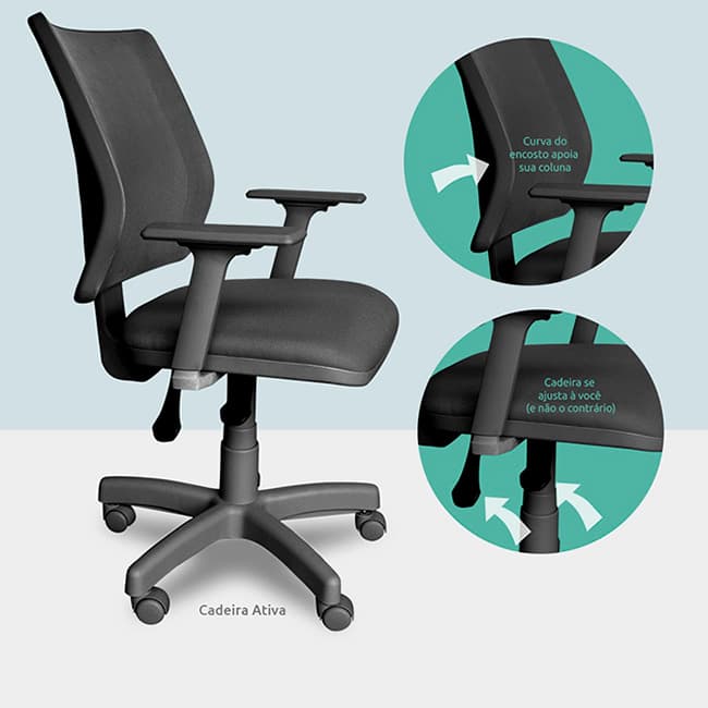 As cadeiras comercializadas pela RS Design são ergonômicas, ou seja, se ajustam ao usuário promovendo conforto e bem-estar.